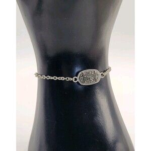 Kendra Scott Elaina Adjustable Chain Bracelet In Iridescent Drusy / Silver